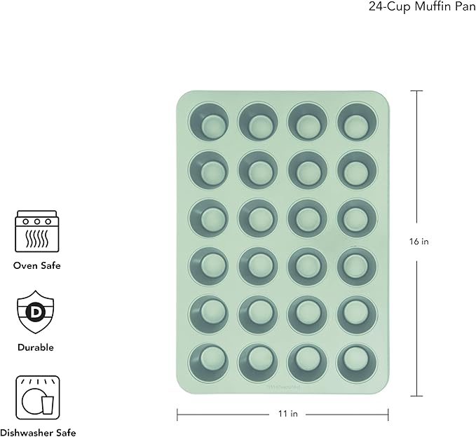 KitchenAid 24-Cup Nonstick Aluminized Steel Mini Muffin Pan, Pistachio