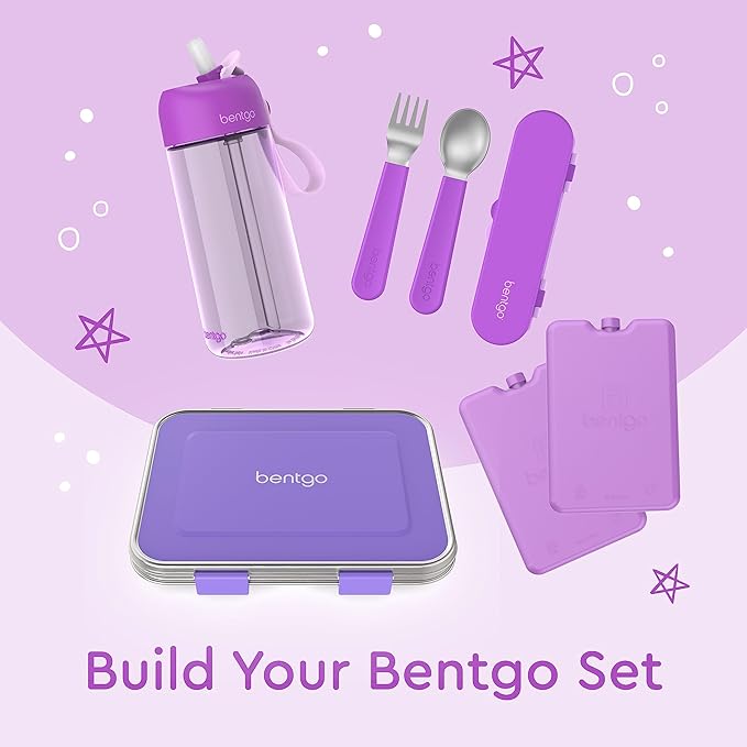 Bentgo Ice Lunch Chillers - Ultra-Thin Ice Packs Perfect for Everyday Use in Lunch Bags, Lunch Boxes and Coolers - 4 Pack (Purple)