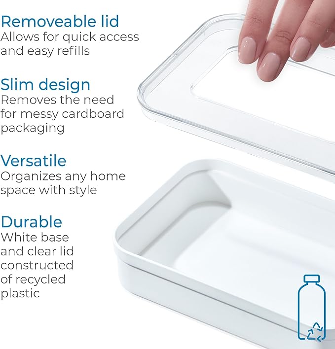 iDesign Recycled Plastic Sandwich Ziplock Bag Holder and Dispenser – 6” L x 9” W x 2.2” H, White/Clear