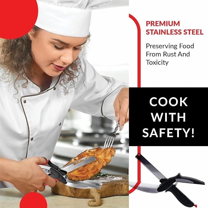 Separable Stainless Steel Barbecue Steak Cutting Shear Household Vegetable Scissors 2 In 1 Multi Kitchen Tool Fruit Knife
