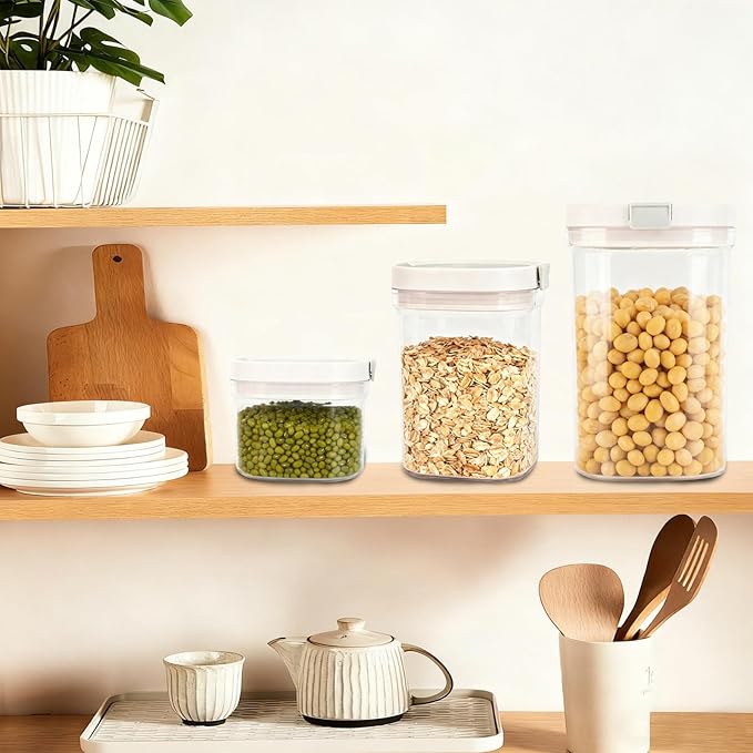Airtight Food Storage Container, 61oz Moisture-Proof Canister with Measuring Spoon for Coffee, Protein Powder, Sugar, Flour, Cereal, Kitchen & Pantry Organization (1800ML)