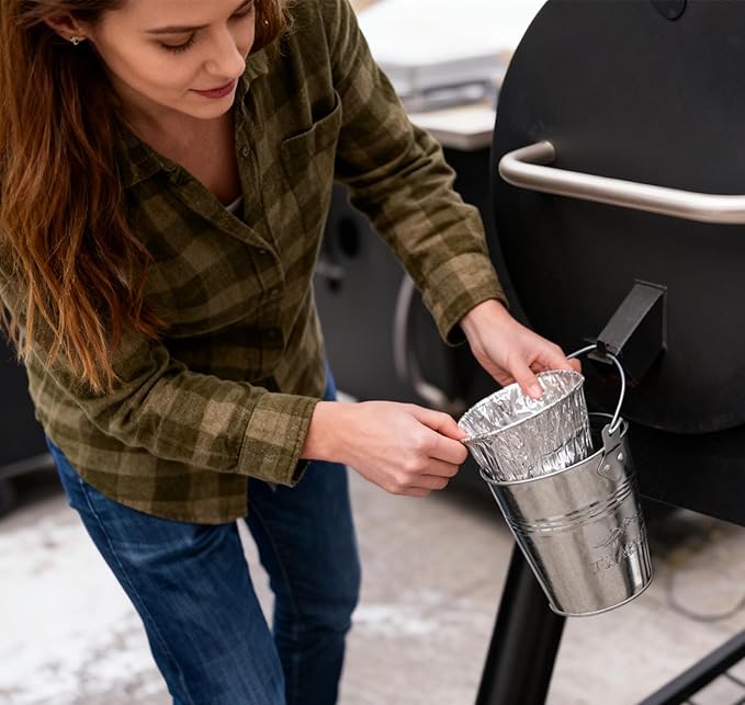 30 Pack BAC407 Grease Bucket Liner for Traeger Ironwood 885/650 Drip tray, Traeger Pro 780/575 Grill Drip Tray Liner Accessories, Traeger Drip Tray Liner 20/22/34 Series Grill Accessories, 4.9" x 4"