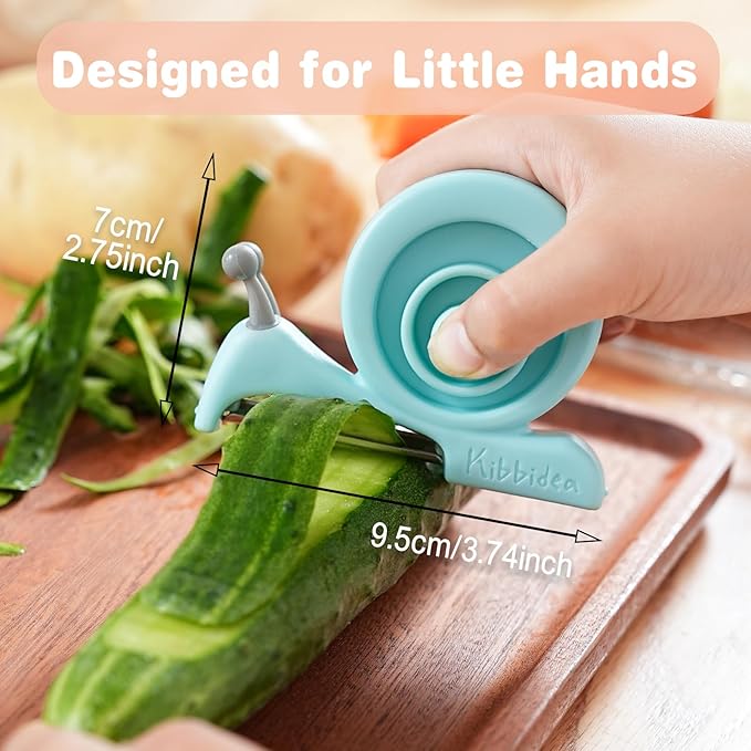 Kibbidea Vegetable Peeler, Kids Potato Fruit Peeler for Kitchen with Cut-proof Glove, Kids Cute Kitchen Accessories (Blue) (Blue)
