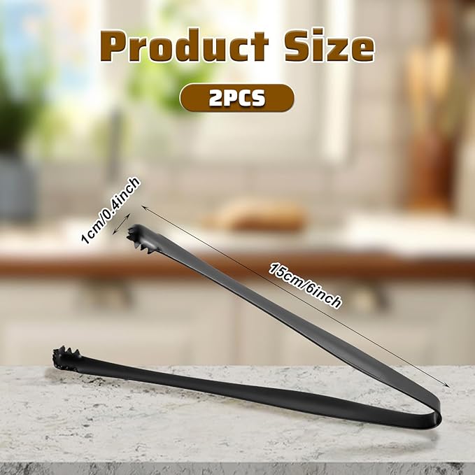 2pcs Egg Chalaza Removal Tool, Stainless Steel Toothed Egg Chalaza Remover Eggshell Fragment Remover Kitchen Tongs for Cooking Bakers Chefs (Black)