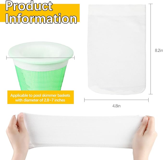 120 Pack Pool Filter Socks for Skimmer Baskets, Reusable Pool Skimmer Socks for Above Ground or Inground Pools Filter Protecting Fine Mesh Screen Basket Sock for Collecting Leaves, Branches, Debris