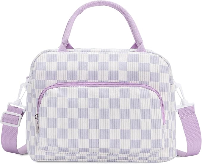 Lunch Box for Women Insulated Lunch Bag Women Adult Cute Lunch Bags Reusable Lunchbox Cooler Tote Bag for Work Picnic (Purple Plaid)