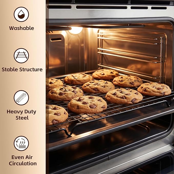 Timeet 5 Tier Upgraded Collapsible Cooling Rack with Adjustable 3 Setting Design, Stackable Baking Rack, Roasting Cooking Drying Wire Cooling Rack for Cookies Baking Roasting ＆ Grilling