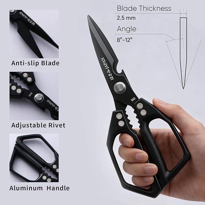 Kitchen Scissors Set 2PCS, Kitchen Shears Heavy Duty Poultry Shears Japan Meat Scissors for Food All Purpose Seafood Meat Cutting Cooking, Chicken Bones, Gifts for Men Women