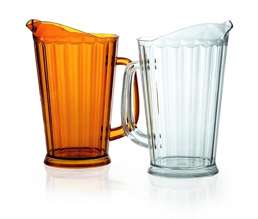 G.E.T. P-1064-1-CL BPA-Free Break-Resistant Plastic Serving Pitcher, 60 Ounce, Clear, (Pack of 12)
