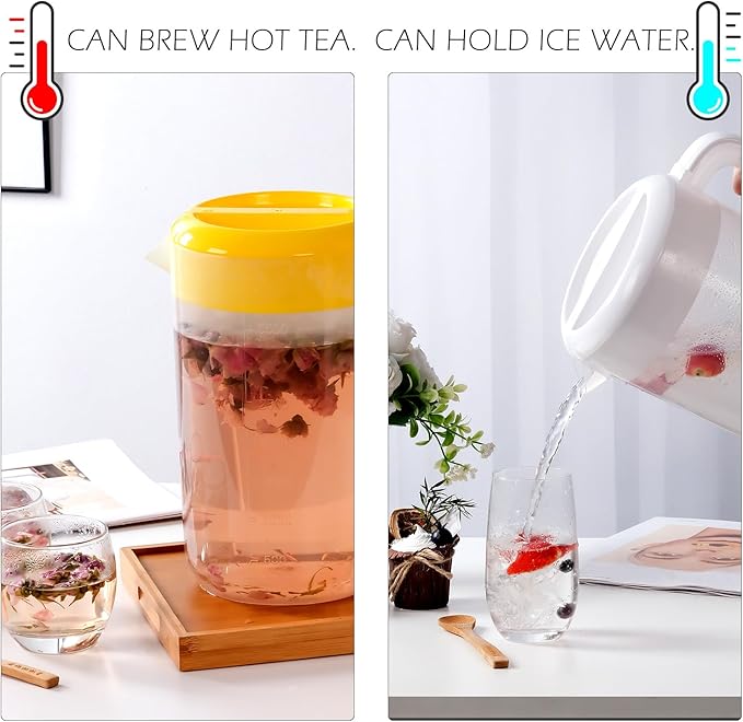 Clear Pitcher with Lid 1 Gallon, Large Plastic Ice Tea Jug for Fridge, Sun Tea Jug, Gallon Pitcher with Lid and Spout - Clear (pink)