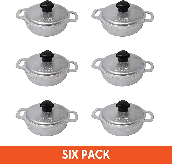 IMUSA 0.5Qt Mini Cast Aluminum Traditional Caldero Set with Lid,Silver