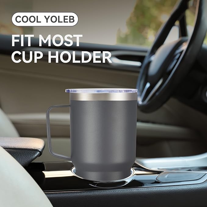 30 oz Tumbler with Handle and Lid, Stainless Steel Tumblers Bulk Double Wall Vacuum Insulated Travel Mug Leak Proof Cup Keep Drinks Cold and Hot Grey, 4 Pack