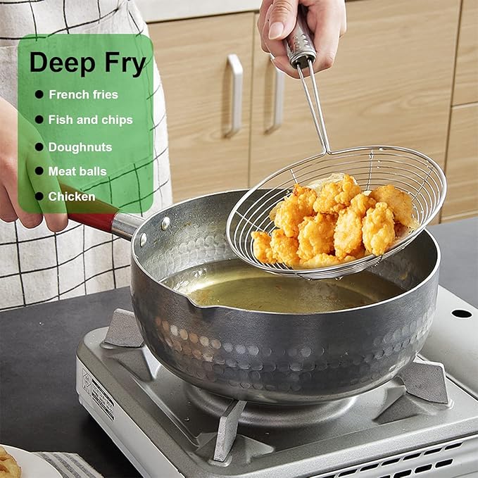 Spider Strainer Set of 3 Asian Strainer Ladle Stainless Steel Wire Skimmer Spoon with Handle for Kitchen Frying Food, Pasta, Spaghetti, Noodle-30.5cm, 32cm, 35cm