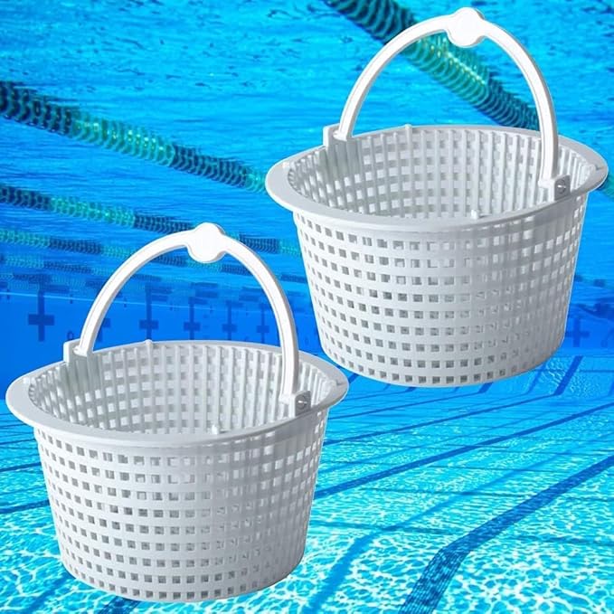 𝗨𝗽𝗴𝗿𝗮𝗱𝗲𝗱 SPX1091C Skimmer Basket 2-Pack Compatible with Haywardd Automatic Skimmers SP1091LX ,SP1091WM ,6.4" Top, 3.4" Deep, 4.7"Bottom with Handle, Set of 2 Above Ground Pool Skimmer Basket