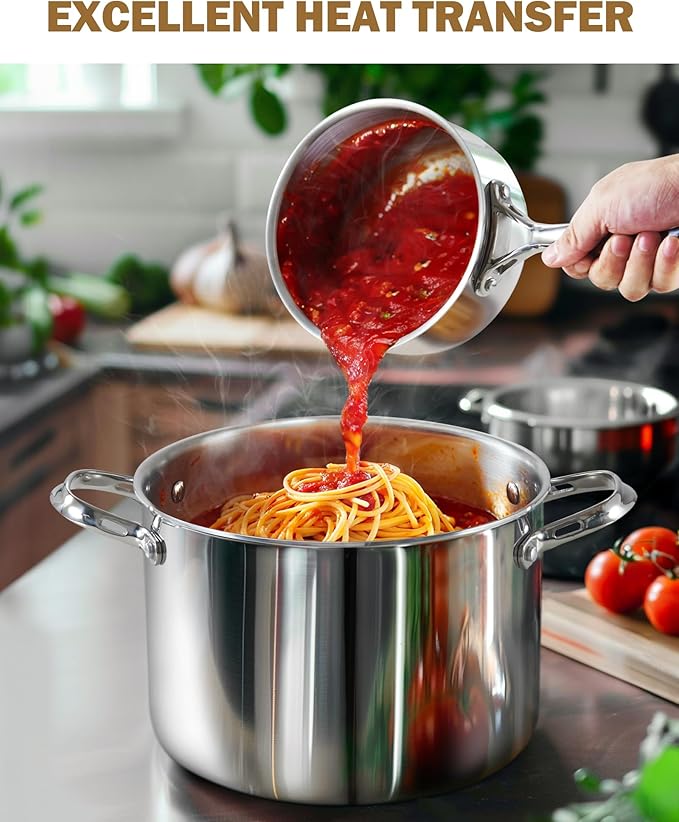 Cooks Standard Stainless Steel Saucepan Set 1.5 and 3 Quart, Multi-Ply Clad Sauce Pot With Glass Lid, Silver