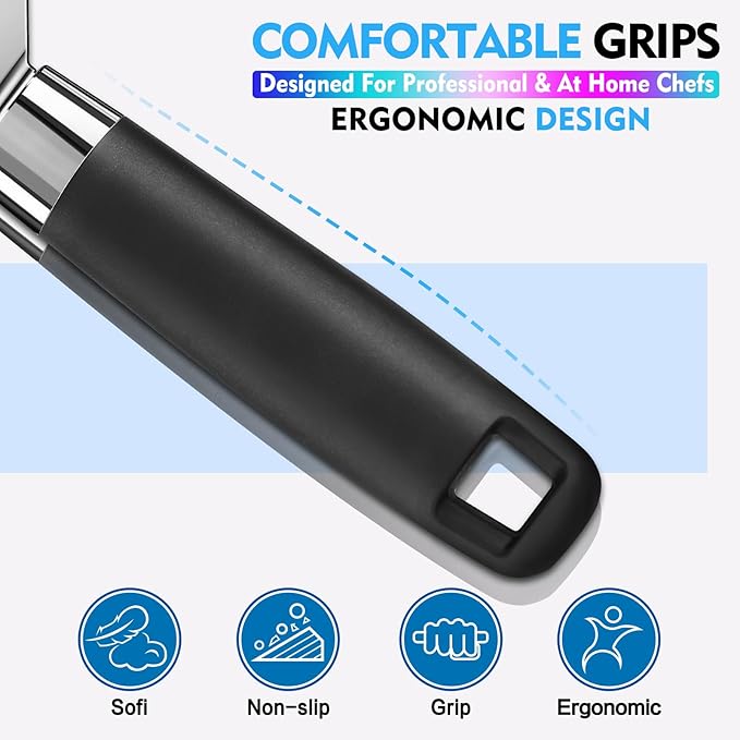 Can Opener Manual Heavy Duty Multifunctional with Magnet Lift [Ergonomic Curved Handle Grip] Stainless Steel, Arthritis-Friendly, Kitchen Tool for Seniors, Kitchen Essentials, Camping, Bottle Opener