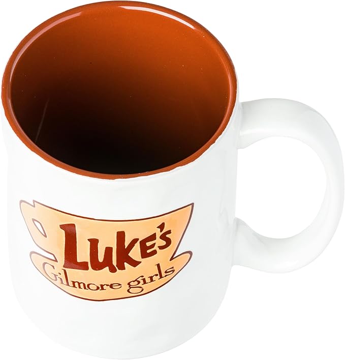 Silver Buffalo Gilmore Girls Wax Resist Ceramic Pottery Mug Featuring Luke's Logo, 17 Ounces
