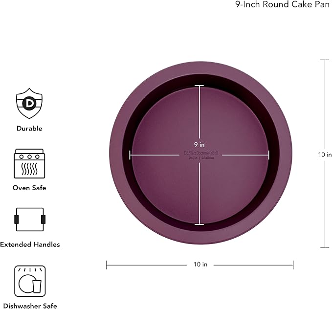 KitchenAid Nonstick Swiss Engineered Aluminized Steel Round Cake Pan, Dishwasher Safe, 9 Inch, Beetroot