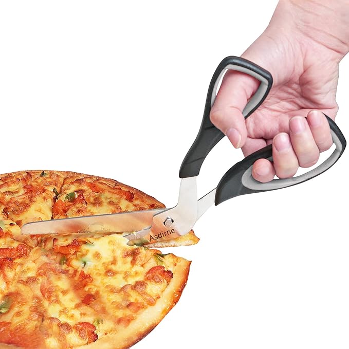 Pizza Scissors, Pizza Cutter with Ultra Sharp Detachable Blade and Ergonomic Soft Grip, 10.3Inch, Black&Grey
