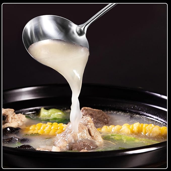 Soup Ladle -13.8" Large Durable Stainless Steel Ladel for Serving or Cooking, Stirring, Wok & Soup, Professional Heavy Duty kitchen Utensils 1 Pack