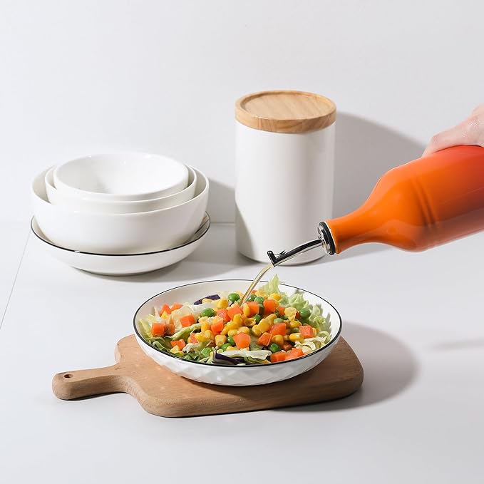 Sweejar Large Ceramic Olive Oil Dispenser Bottle, Opaque Oil Cruet Protects to Reduce Oxidation, Suitable for Storage Vinegar, Soy Sauce & Other Liquids, Pack of 1, 24 Fl Oz(Gradient Orange)