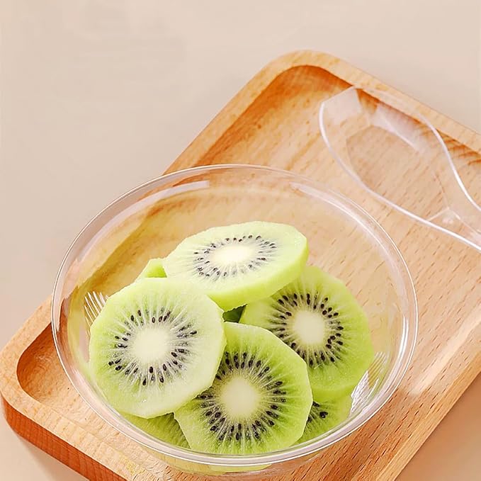 100 Pack Small Clear Plastic Bowls, 8oz Hard Disposable Salad Bowls, Disposable Bowl for Party Serving, Ice Creams, Desserts, Catering, Special Events
