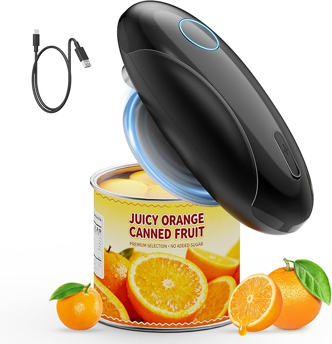 Electric Can Opener, Fast One-Touch Automatic Rechargeable Can Opener for Smooth Edge Safe Fast Opening, Fits All Cans, Hands-Free Operation, Amzwit Gift Ideal for Seniors Arthritis Kitchen Gadget