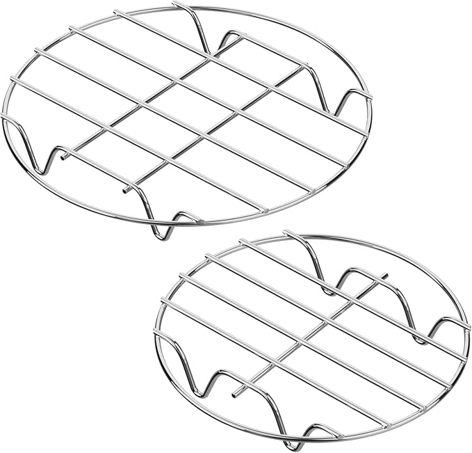 GSlife Steamer Rack 7''+ 9'' - Stainless Steel Canning Rack, Round Cooling Baking Roasting Rack, Trivet for Dutch Oven Air Fryer, Instant Pot Accessories for 3, 6, 8 Qt Pressure Cooker, Set of 2
