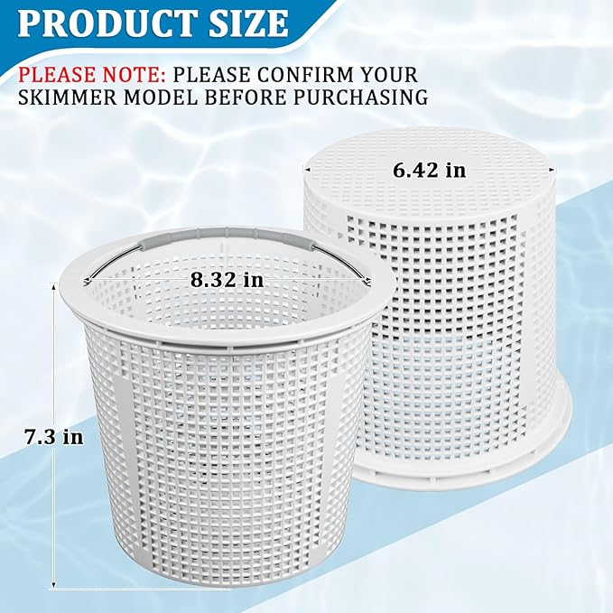 New Heavy Duty 8" Pool Skimmer Basket for Inground Pools Compatible with Pentair 85014500 & S200 Pool Skimmers | Built-in Weighting | 316 Stainless Steel Handle & Rubber Grip, White