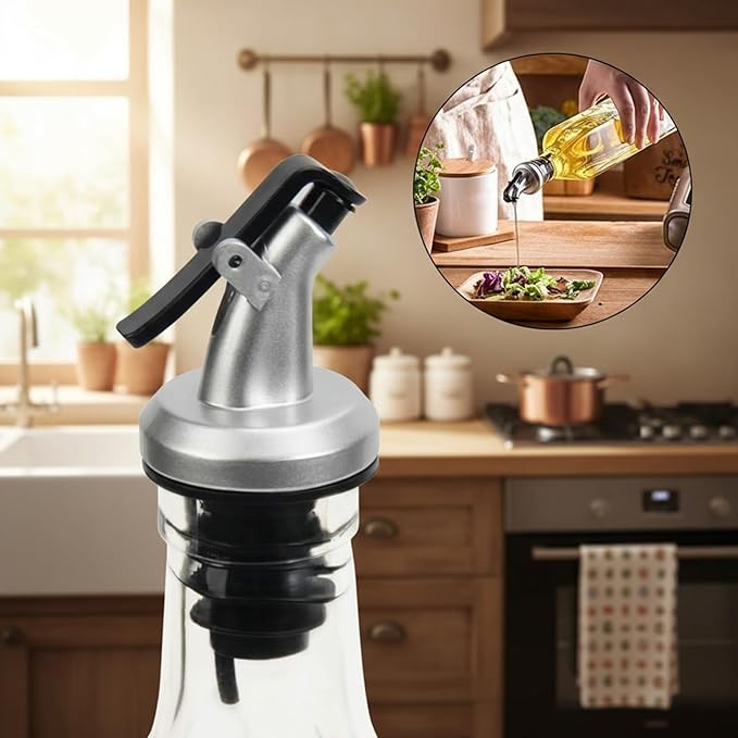 WERTIOO Olive Oil Dispenser Bottle, 17 OZ Glass Oil Dispenser for Kitchen with 1 Pourer,1 Stainless Steel Funnel & 1 Pen and 8 Label for Kitchen (500ml)