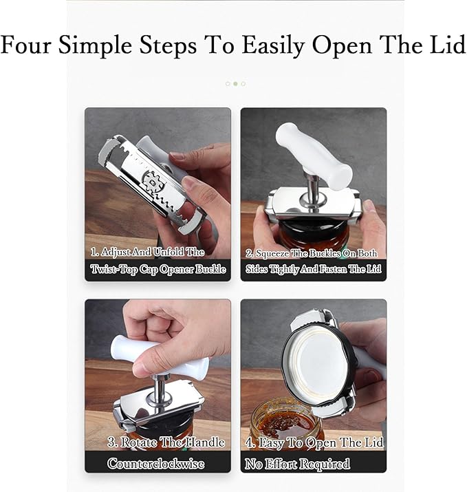 Cap Crack Jar Opener 2026 New Adjustable Multi-Lid Can Opener for Weak Hands - Ergonomic Non-Slip Grip, One-Hand Operation, Opens Bottles Cans Jars Effortlessl (White Anti-Slip)