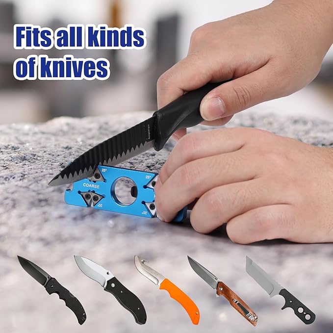 6-in-1 Hunting Knife Sharpener & Bottle Opener Adjustable Angles Multi-Function with Belt Clip portable Portable Pocket Knife Sharpener