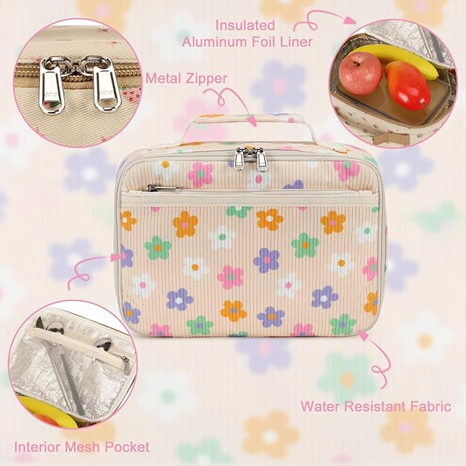 LEDAOU Lunch Box Kids Insulated Lunch Bag Girls Boys Toddler Reusable Lunchbox for School Picnic Hiking