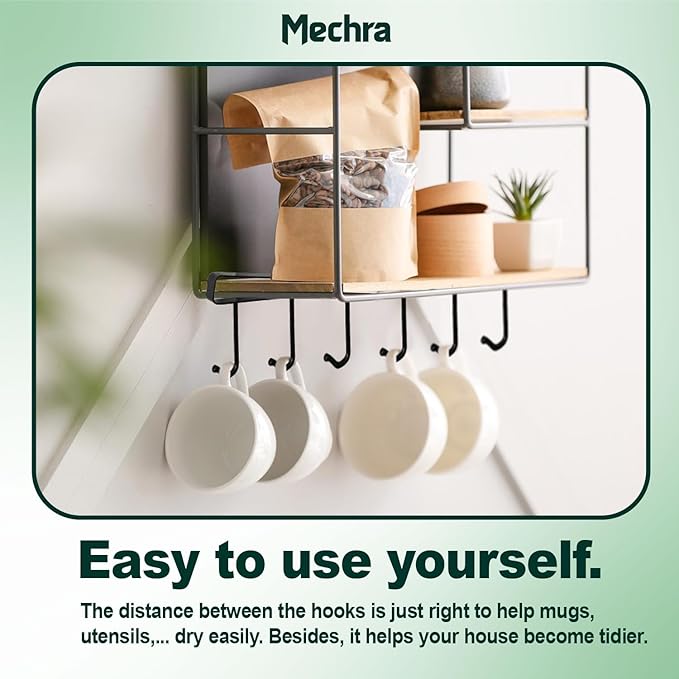 Premium Shelf Storage Hooks for Wardrobe Organizer & Kitchen Cup and Glass Mug Holder – Durable and Space-Saving Solution (2 Pack)