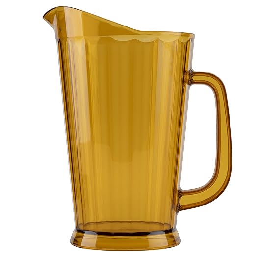 60 oz. Amber Plastic Pitcher, Dishwasher Safe, Break Resistant, for Indoor and Outdoor Entertaining, by G.E.T. P-1064-1-A (Pack of 12)