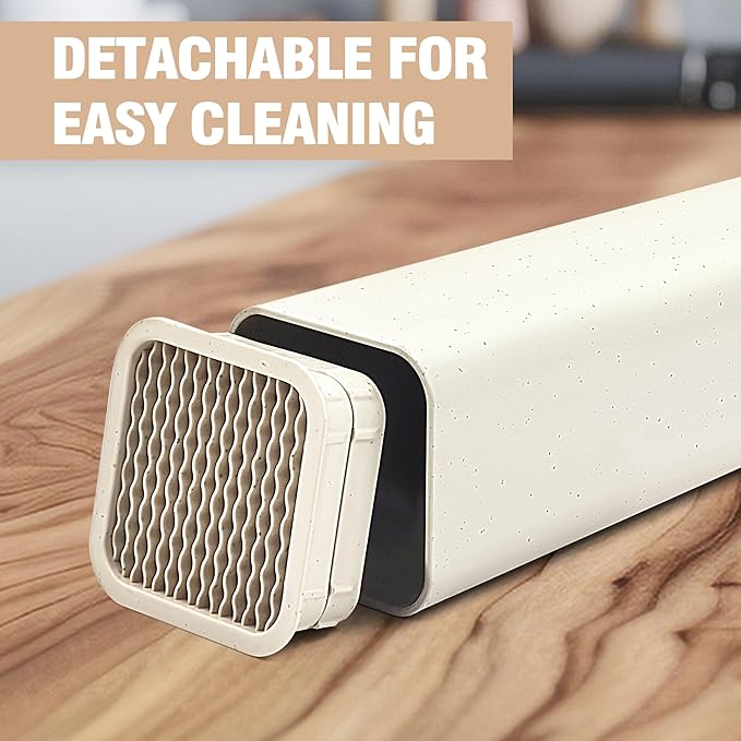 NEWE Knife Block Holder without Knives, Universal Kitchen Storage Stand with Wavy Slots to Protect Blades, Small Space-Saving Knife Organizer for Countertop, Detachable for Easy Cleaning