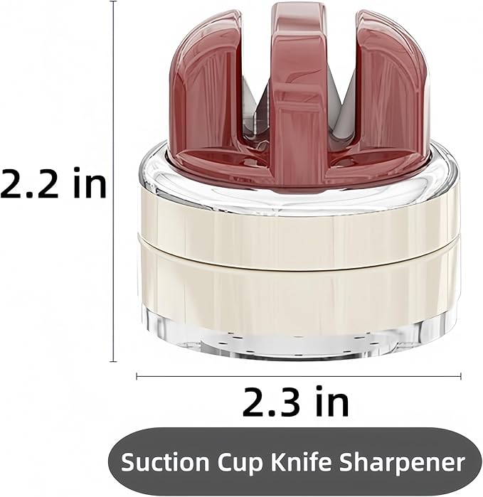 Kitchen Knife Sharpener with Suction base for Hands Free Pocket Knife Sharpeners,All-in-one Professional Knife and Tool Sharpener Suitable for: Kitchen Knives,Cleaver,Fruit Knives,Scissors(Red)