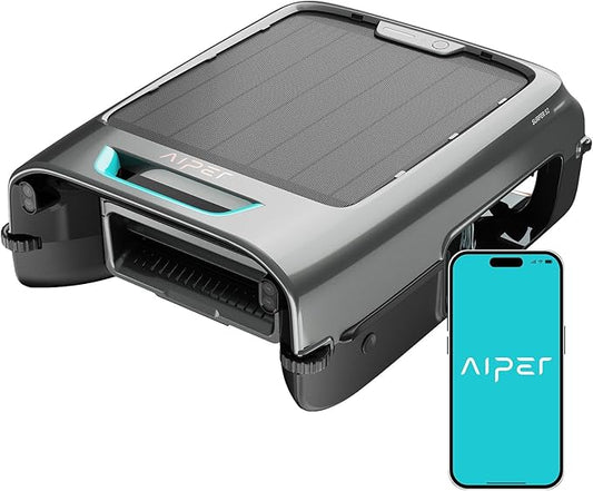 AIPER EcoSurfer S2 Solar Powered Pool Surface Skimmer Robot with APP Support, 24/7 Continuous Cleaning, Dual Charging Modes, Smart Obstacle Avoidance, 150-um Filtration, OTA Upgrade