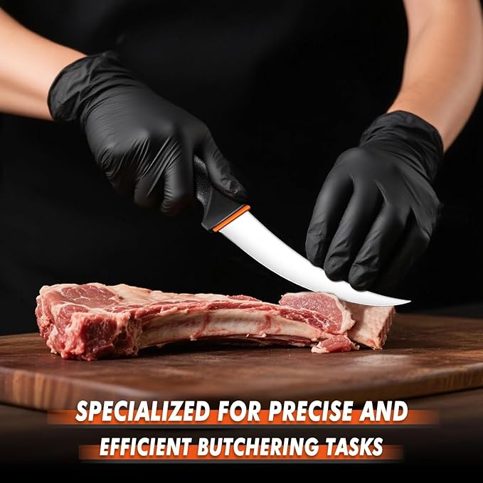 TIVOLI 6 Inch Curved Boning Knife - Butcher Knife with Ergonomic Non-Slip Softgrip & German Stainless Steel Razor Sharp Blade For Meat or Fish Deboning Filleting - Gift for Men Women