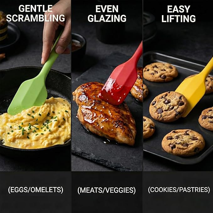 Silicone Spatulas, 8.5 inch Small Rubber Spatula Seamless One Piece Design Heat Resistant Non-Stick Flexible Scrapers Baking Mixing Tool (8 PCS)