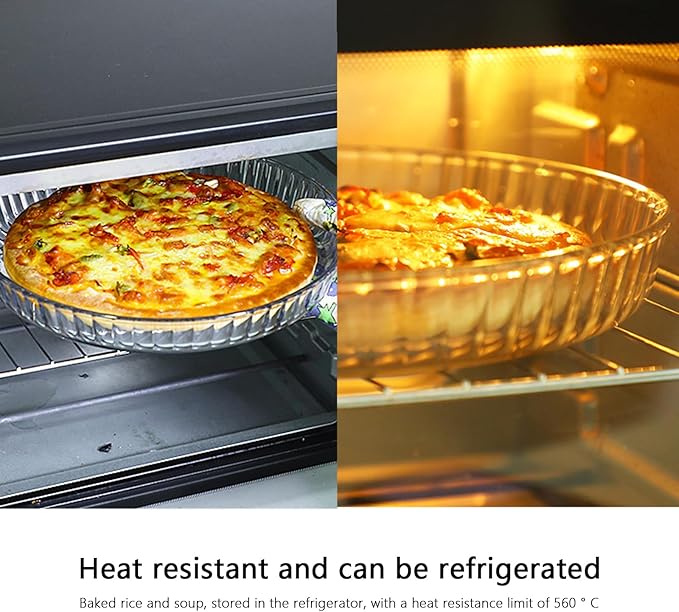 10 Inch - Glass Pie Plates Deep Pie Pans for Baking and Serving, Clear