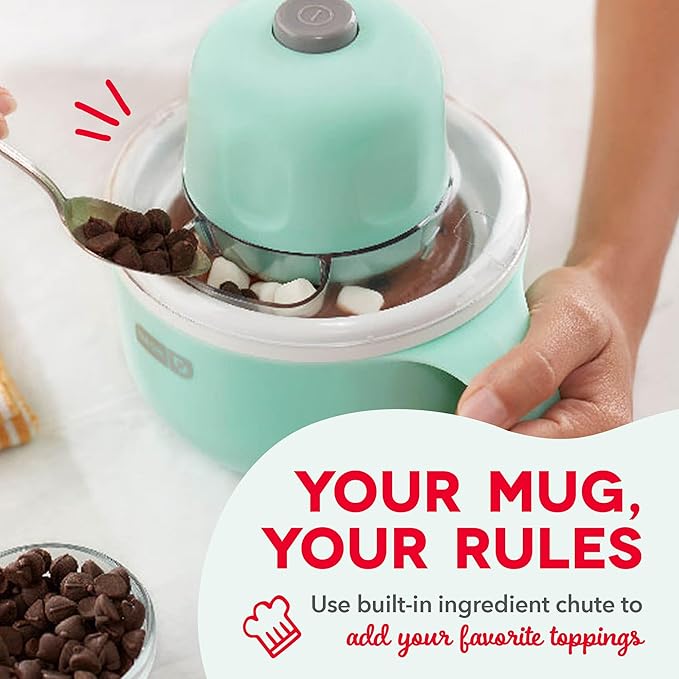 Dash My Mug Ice Cream Maker - Makes Single Serving of Gelato, Frozen Yogurt, Sorbet & More - Easy to Clean & Use - Aqua, 1 Bowl