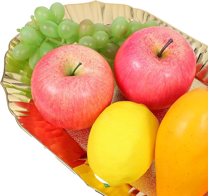 6 Packs Gold Plastic Serving Tray Set, Decorative Plastic Reusable Party Trays Platters for Food, Appetizer Platter, for Dessert Table, Cupcake, Charcuterie(14"x8.5")