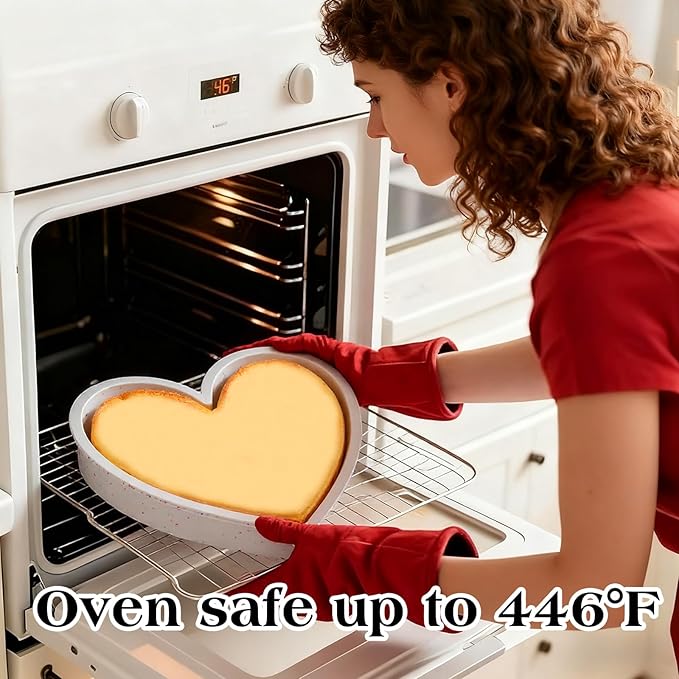 FUNBAKY Metal Framed Silicone Heart Shaped Cake Pans, 10 Inch Heart Cake Pan, BPA Free Large Baking Molds for Anniversaries, Weddings, Valentine's Day, Oven Dishwasher Safe
