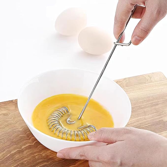 2 Pack Stainless Steel Spring Coil & Flat Whisks - Scandinavian Handheld Design for Eggs, Cream, Sauces, Gravy - Spiral Whipper Blender Beater Cooking Tools