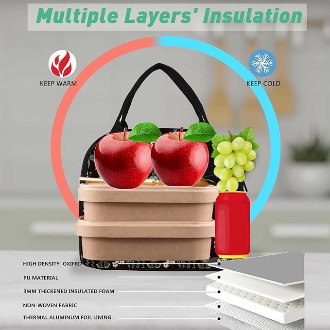 VLM Lunch Bag,Lunch Box for Women Men,Reusable Insulated Lunch Tote,Small Leakproof Cute Lunch Cooler with High Capacity for Work,Picnic,Camping