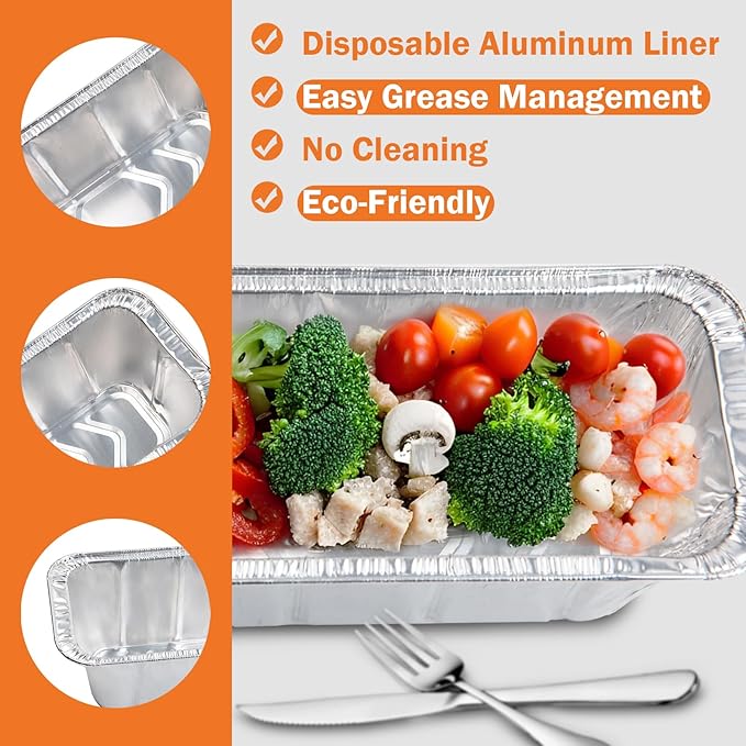 20-Pack Aluminum Disposable Foil Grease Catchers Replacement for Charbroil 9328812P06 9328812P06 G416-0015-W1 G325-5703-W1, 7" L x3.5 W x1.5 D