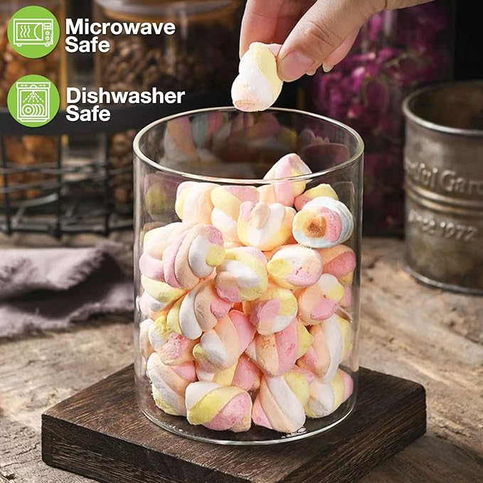 Glass Storage Jars with Airtight Bamboo Lid, 27 OZ Food Storage Jar with Labels, Airtight Glass Canisters, Clear Kitchen Container for Candy, Cookie, Rice, Coffee Beans, Snacks, Spices