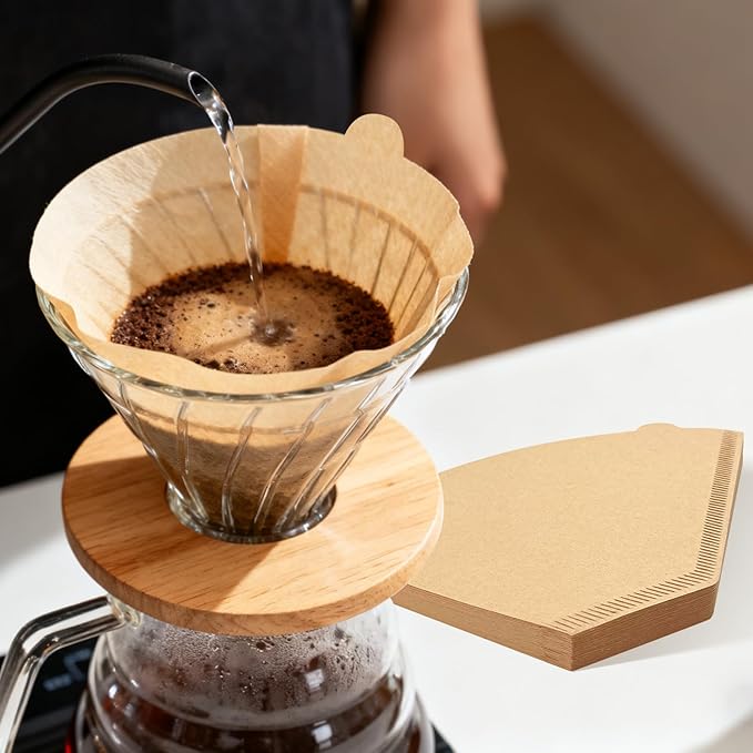 200 Count Coffee Filters #4, Disposable Cone Coffee Filters 8-12 Cup, Unbleached Natural Paper Size 04 Paper Filters for Pour Over and Drip Coffee Maker