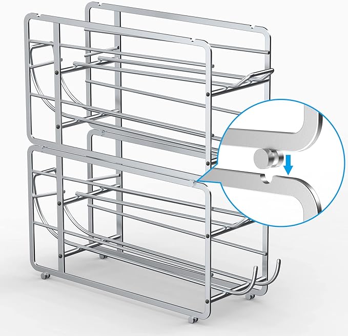Soda Can Organizer Storage Rack, 2 Pack Stackable Beverage Soda Can Dispenser Organizer Holder for Refrigerator, Cabinet, Pantry (Silver)
